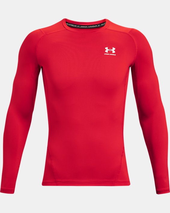 Men's HeatGear® Long Sleeve, Red, pdpMainDesktop image number 4